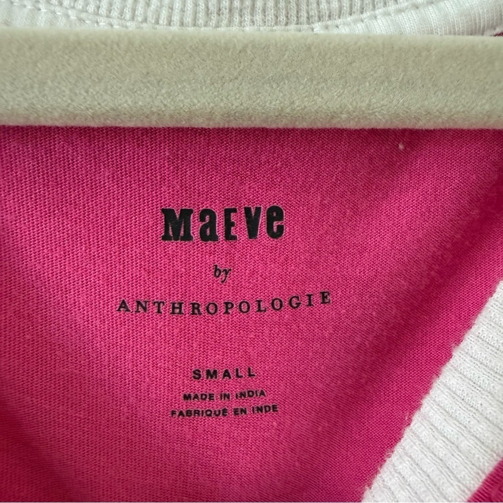 Maeve by Anthropologie Pink Color Block Boxy T-Shirt Small - Picture 3 of 4